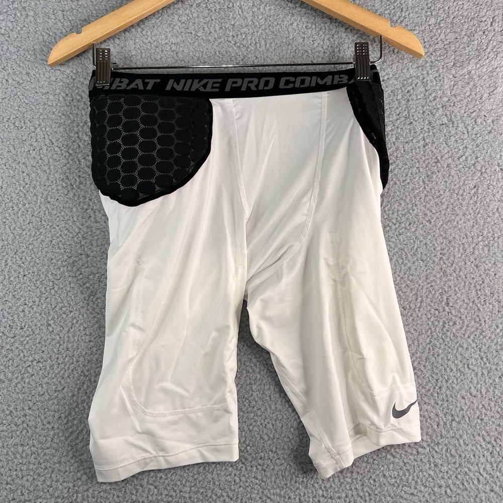Nike Mens Pro Combat‎ 3 Pad Compression Shorts Football Large white Black $50.00